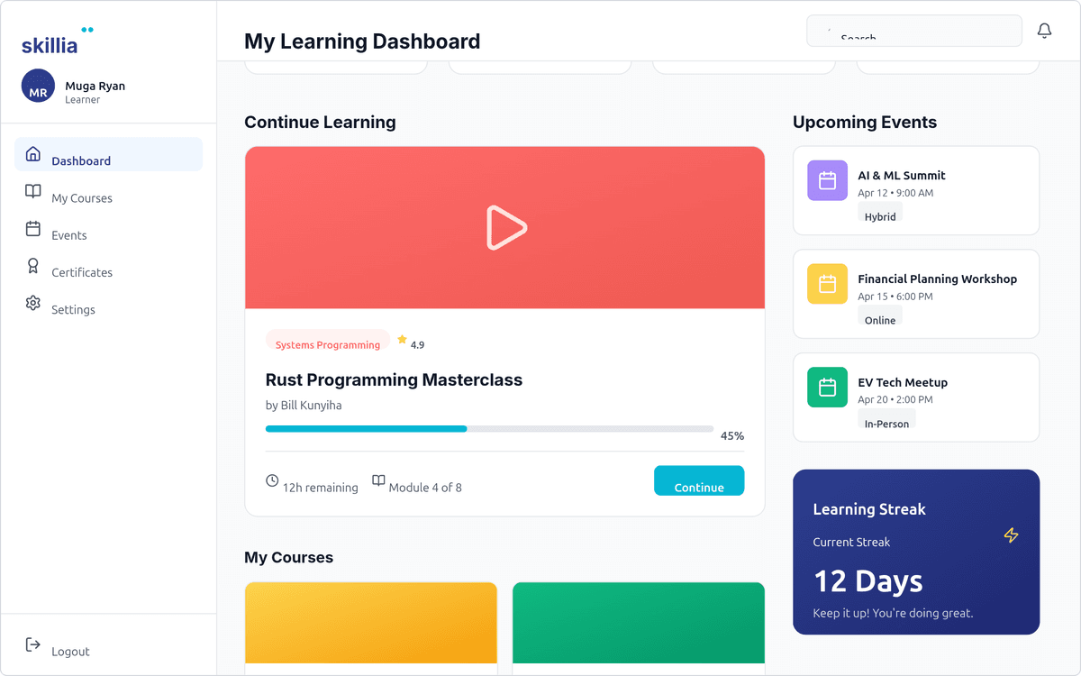 Skillia Instructor Dashboard